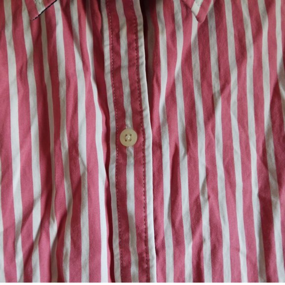 Lauren by Ralph Lauren Pink White Striped Button Down Long Sleeve Shirt, Size XL - Picture 3 of 4